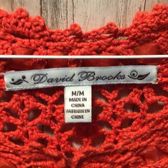 Draft Listing Jacket, crochet style with ribbon accents by David Brooks size med - Picture 3 of 6